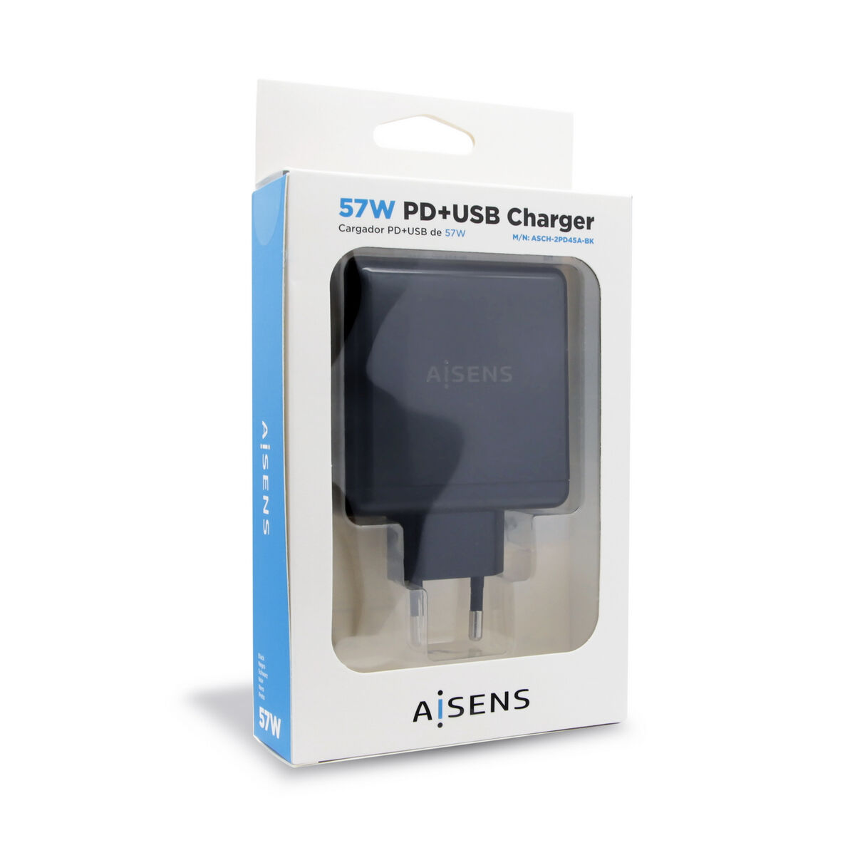 USB Seinalaadija Aisens ASCH-2PD45A-BK 57 W Must USB-C